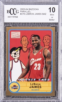 2003-04 Bazooka #276 LeBron James Parallel Bazooka Joe Rookie Card - BCCG MINT OR BETTER 10